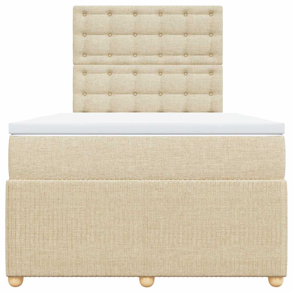Sommier à lattes de lit avec matelas crème 120x190 cm tissu