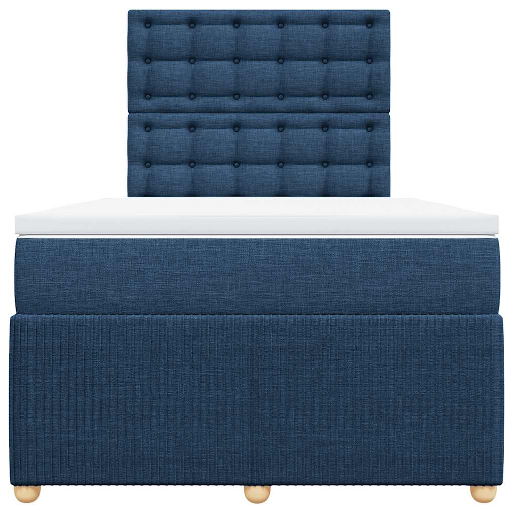 Sommier à lattes de lit avec matelas bleu 120x190 cm tissu - XIOS