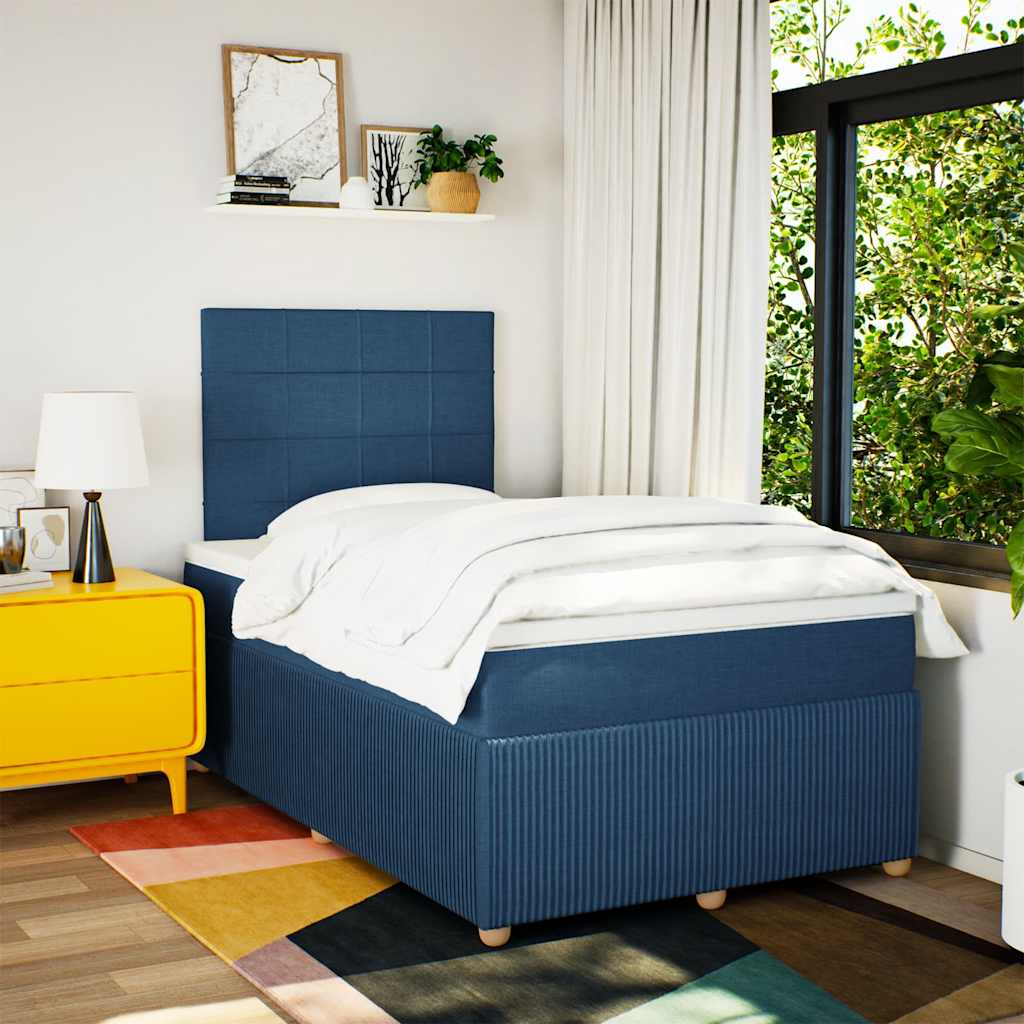 Sommier à lattes de lit avec matelas Bleu 120x200 cm Tissu - XIOS