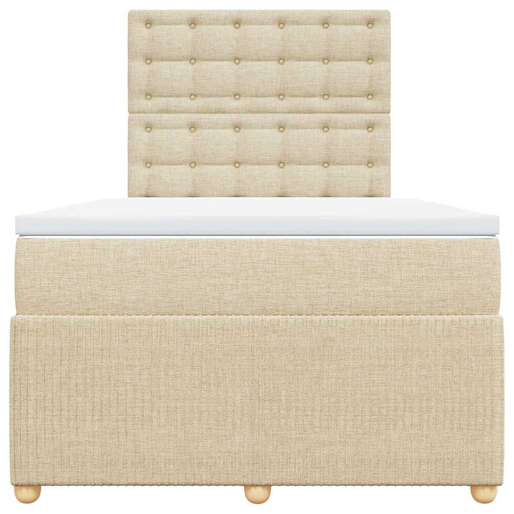 Sommier à lattes de lit avec matelas Crème 120x200 cm Tissu