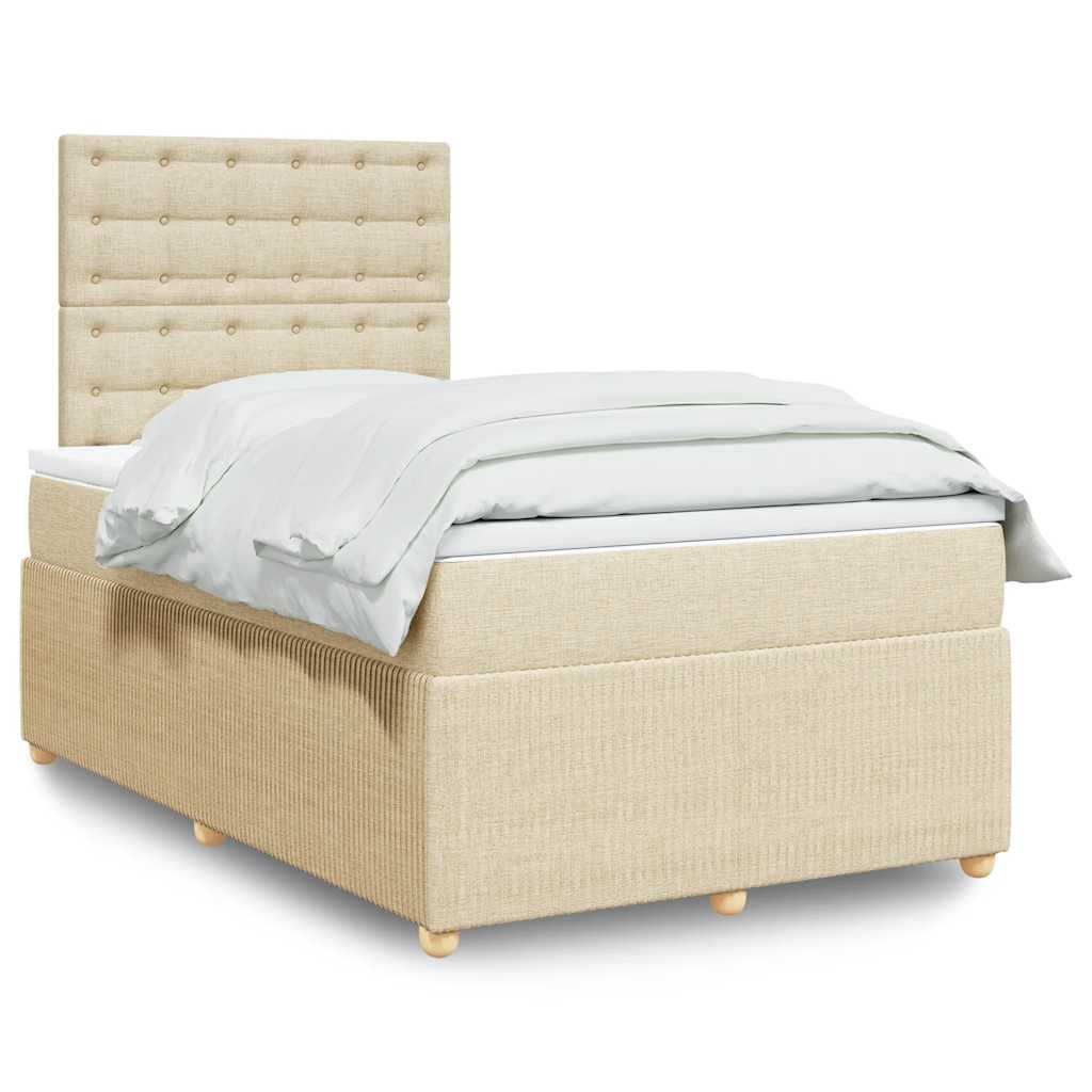 Sommier à lattes de lit avec matelas Crème 120x200 cm Tissu