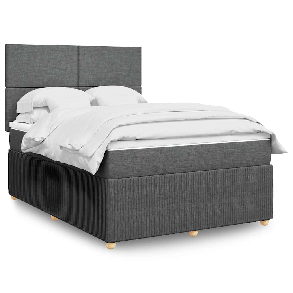 Sommier à lattes de lit avec matelas Gris foncé 140x190cm Tissu - XIOS
