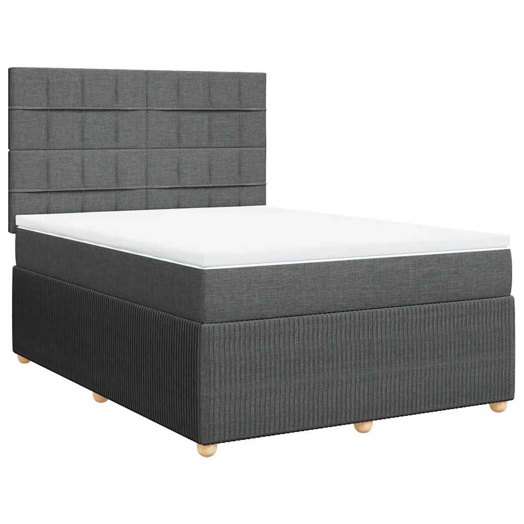 Sommier à lattes de lit avec matelas Gris foncé 140x190cm Tissu - XIOS
