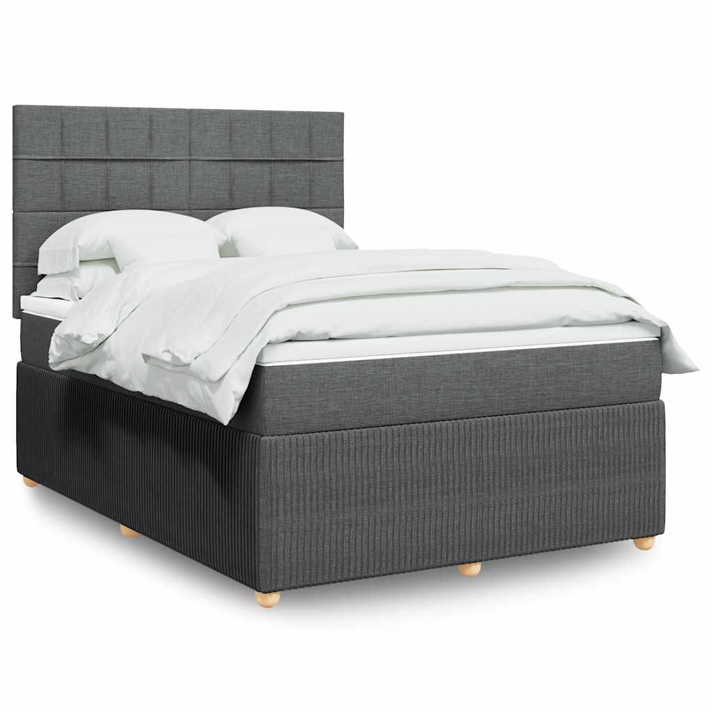 Sommier à lattes de lit avec matelas Gris foncé 140x190cm Tissu - XIOS