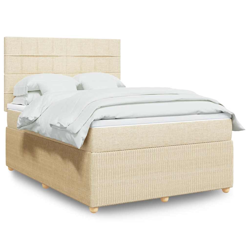 Sommier à lattes de lit avec matelas Crème 140x190 cm Tissu - XIOS