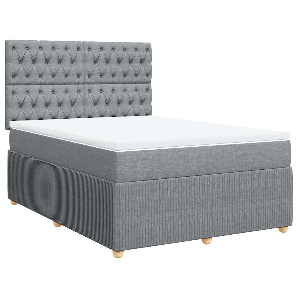 Sommier à lattes de lit avec matelas Gris clair 140x190cm Tissu - XIOS