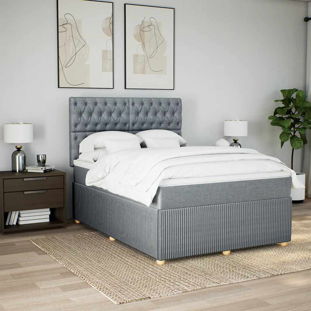 Sommier à lattes de lit avec matelas Gris clair 140x190cm Tissu - XIOS