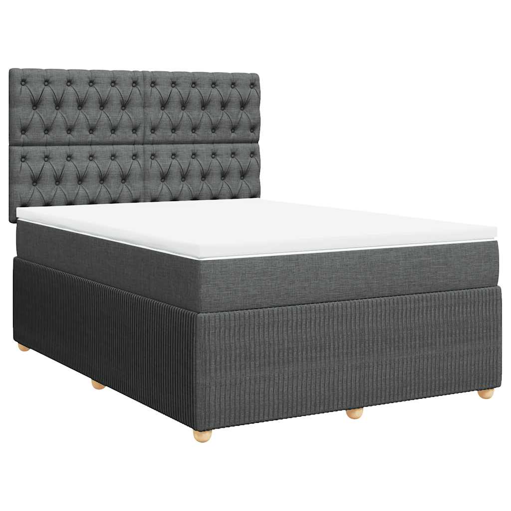 Sommier à lattes de lit avec matelas Gris foncé 140x190cm Tissu - XIOS