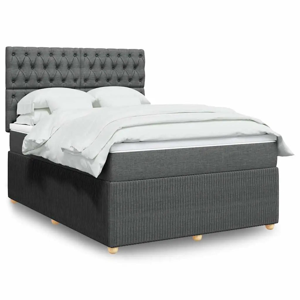 Sommier à lattes de lit avec matelas Gris foncé 140x190cm Tissu - XIOS
