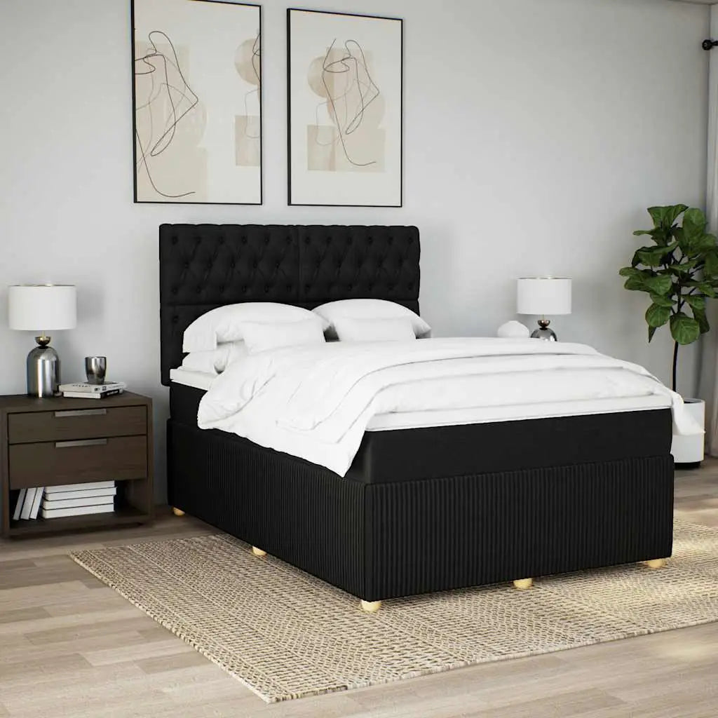 Sommier à lattes de lit avec matelas Noir 140x190 cm Tissu - XIOS