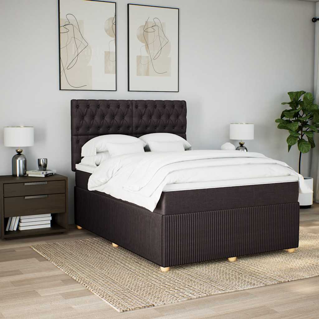 Sommier à lattes de lit avec matelas Marron foncé 140x190 cm