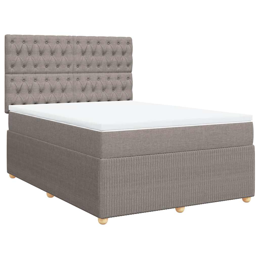 Sommier à lattes de lit avec matelas Taupe 140x190 cm Tissu