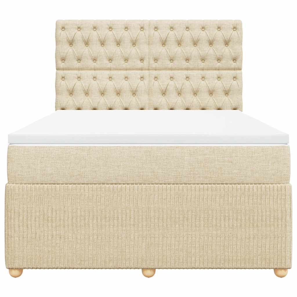 Sommier à lattes de lit avec matelas Crème 140x190 cm Tissu