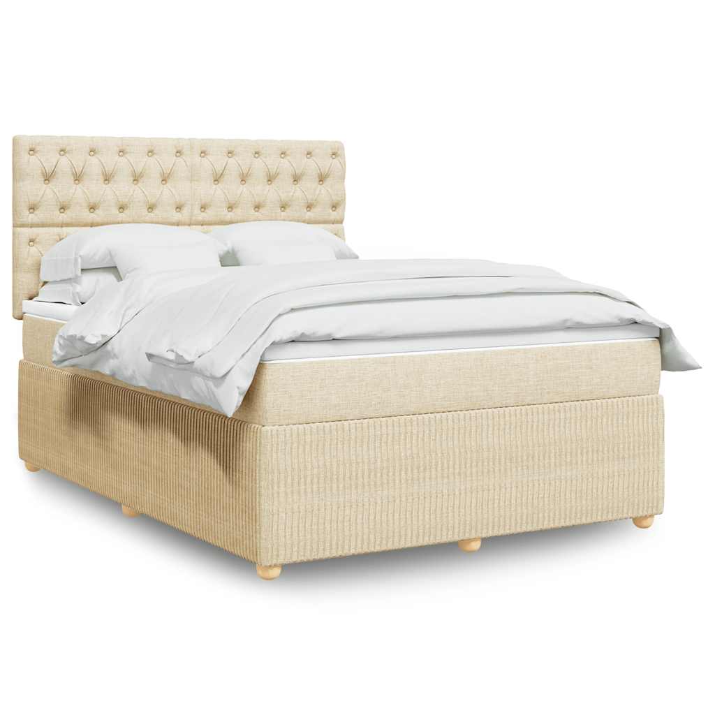 Sommier à lattes de lit avec matelas Crème 140x190 cm Tissu - XIOS