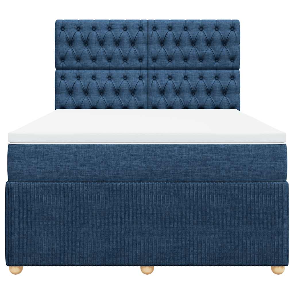Sommier à lattes de lit avec matelas Bleu 140x190 cm Tissu - XIOS