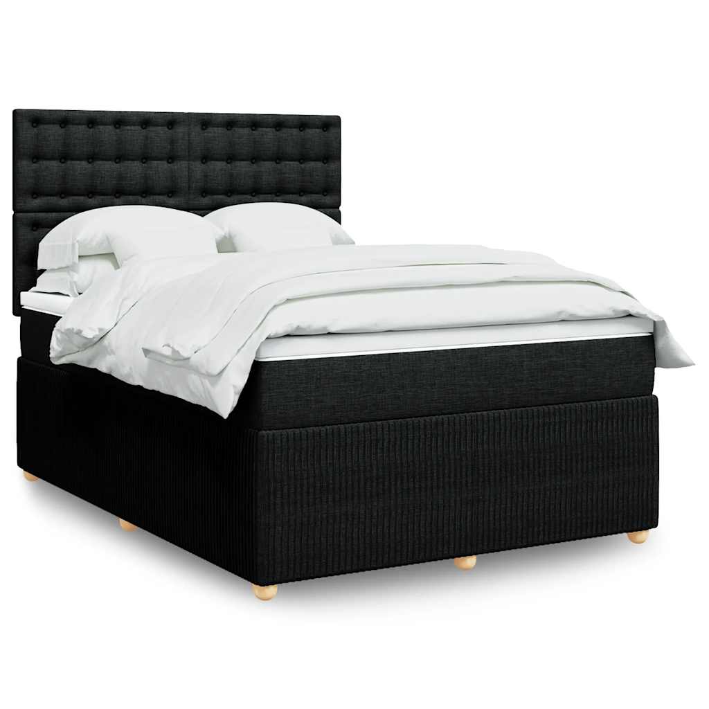 Sommier à lattes de lit avec matelas Noir 140x190 cm Tissu - XIOS