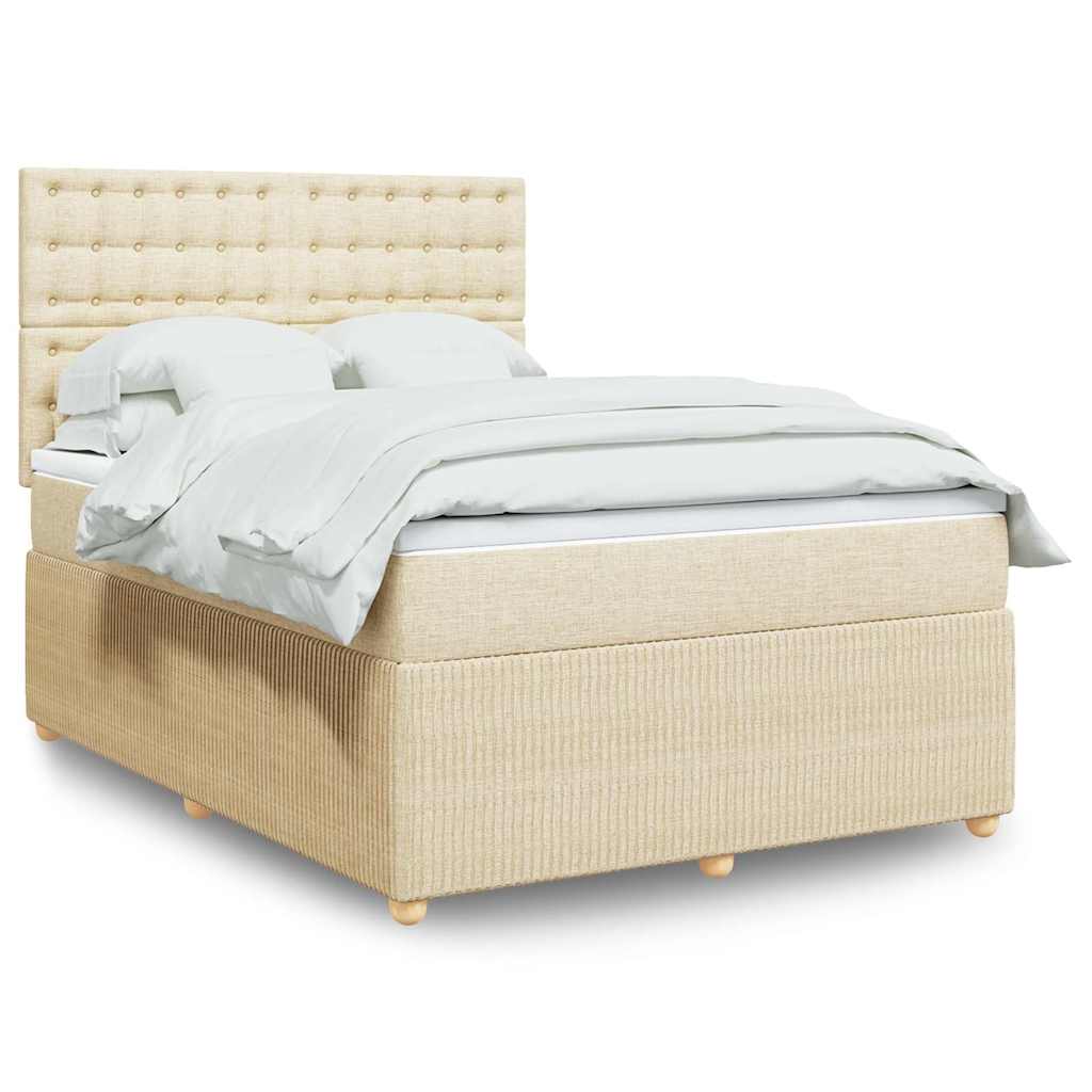 Sommier à lattes de lit avec matelas Crème 140x190 cm Tissu - XIOS