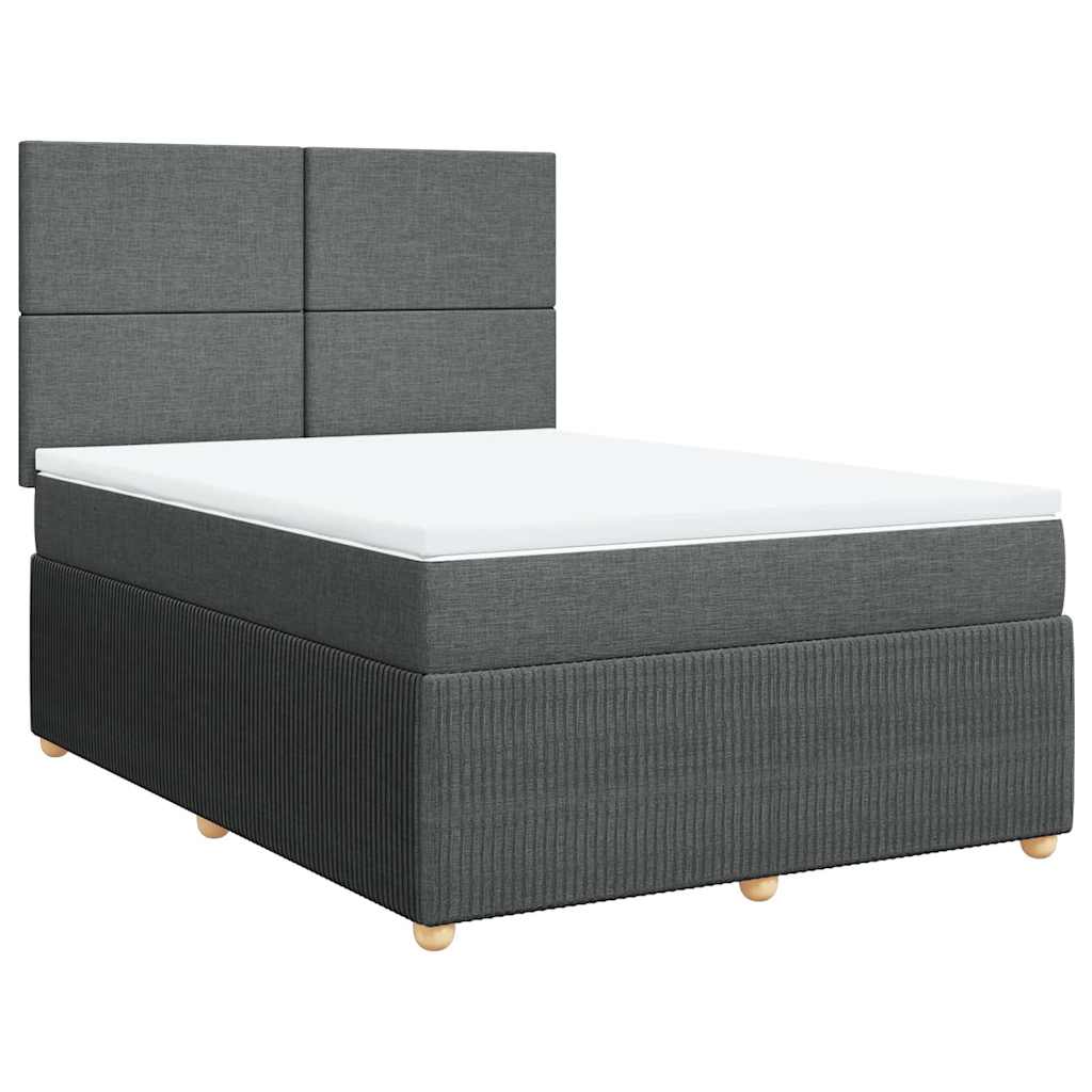 Sommier à lattes de lit avec matelas Gris foncé 140x200cm Tissu - XIOS