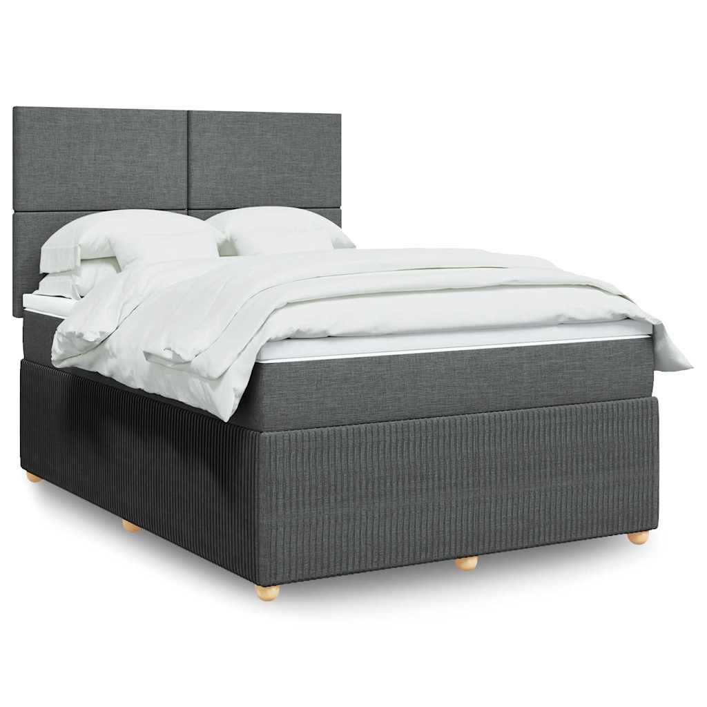 Sommier à lattes de lit avec matelas Gris foncé 140x200cm Tissu - XIOS