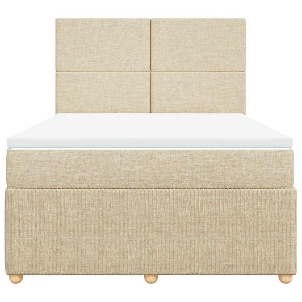 Sommier à lattes de lit avec matelas Crème 140x200 cm Tissu