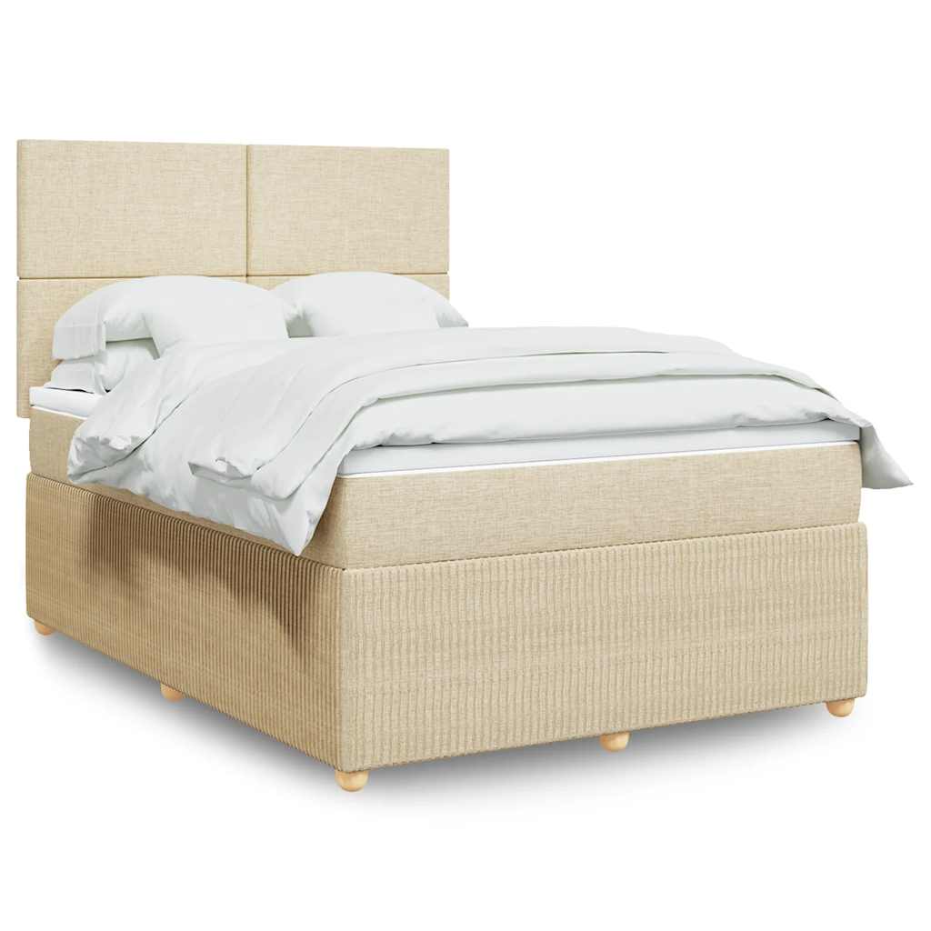 Sommier à lattes de lit avec matelas Crème 140x200 cm Tissu