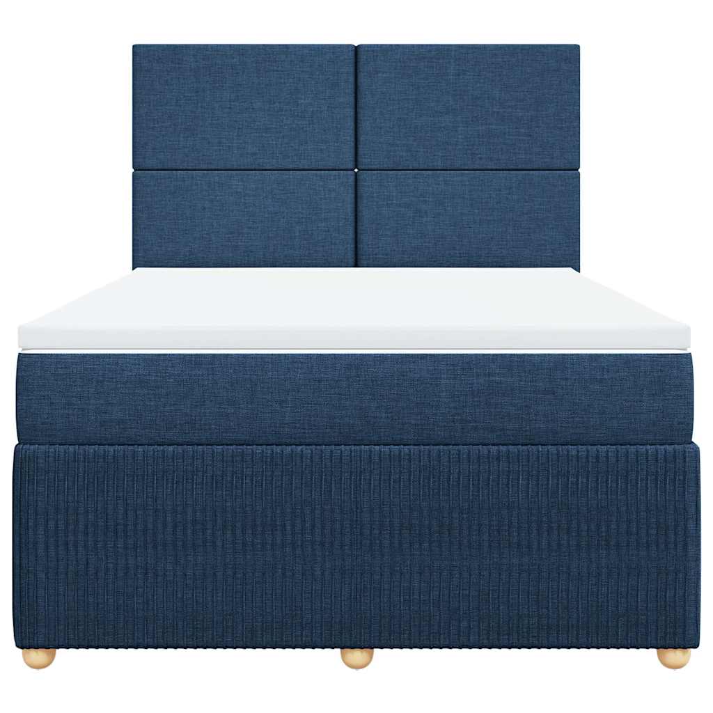 Sommier à lattes de lit avec matelas Bleu 160x200 cm Tissu - XIOS