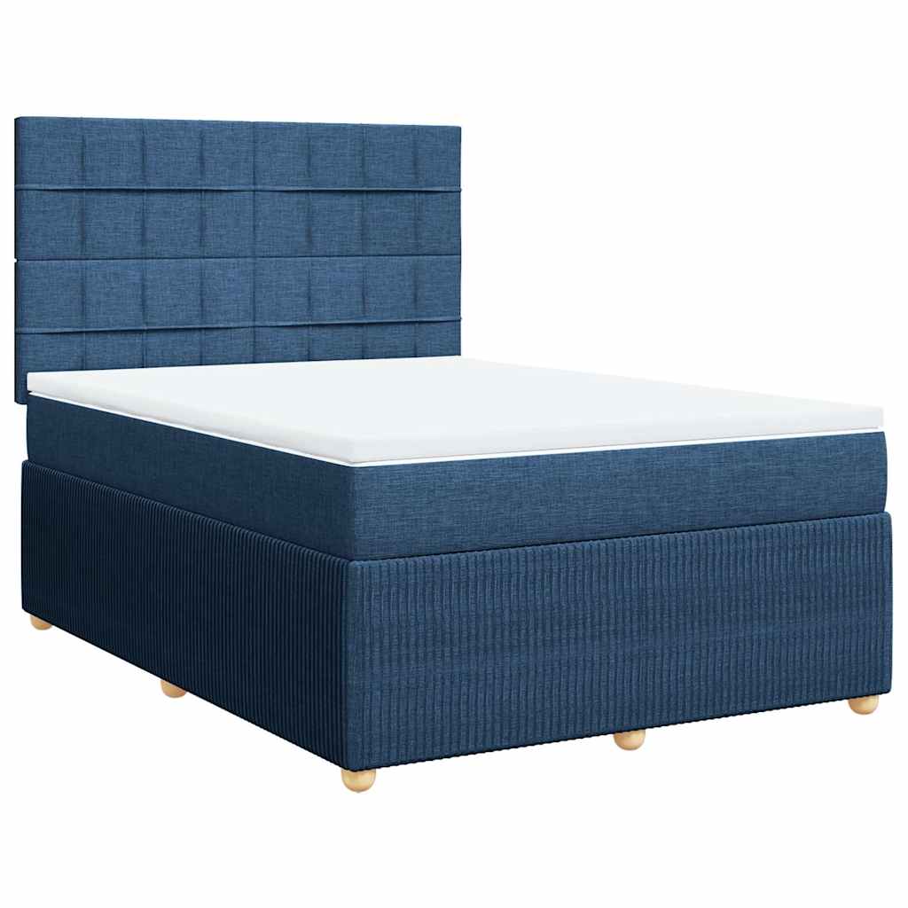 Sommier à lattes de lit avec matelas Bleu 160x200 cm Tissu - XIOS