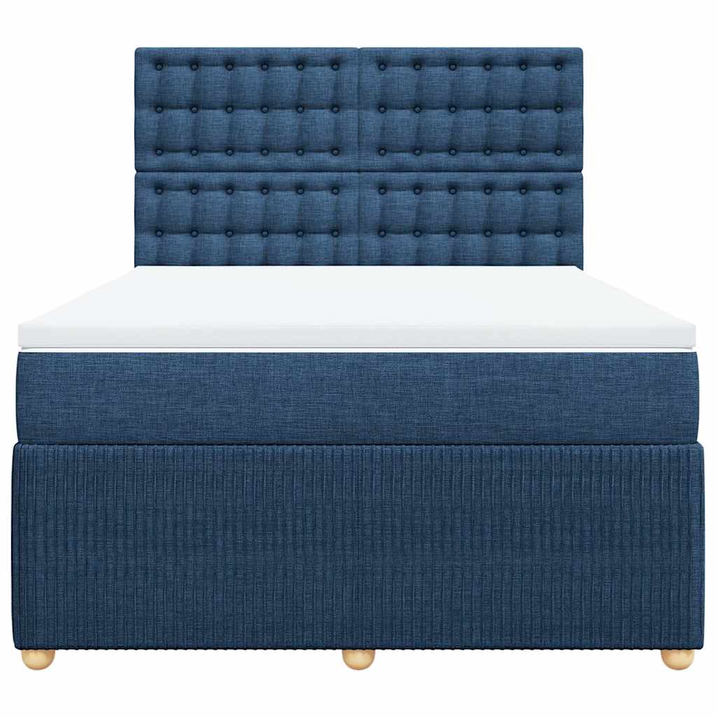 Sommier à lattes de lit avec matelas Bleu 160x200 cm Tissu - XIOS