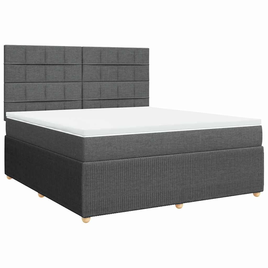 Sommier à lattes de lit avec matelas Gris foncé 180x200cm Tissu - XIOS