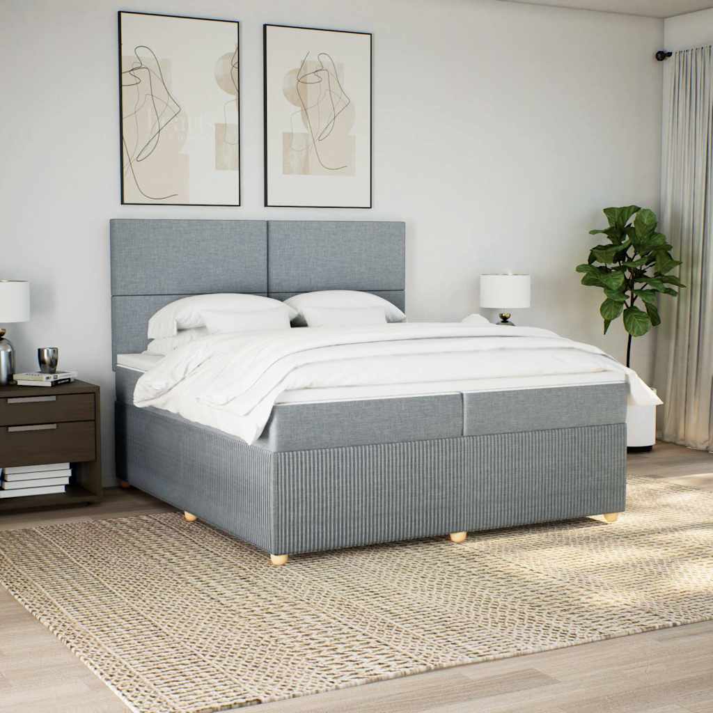 Sommier à lattes de lit avec matelas Gris clair 200x200cm Tissu - XIOS