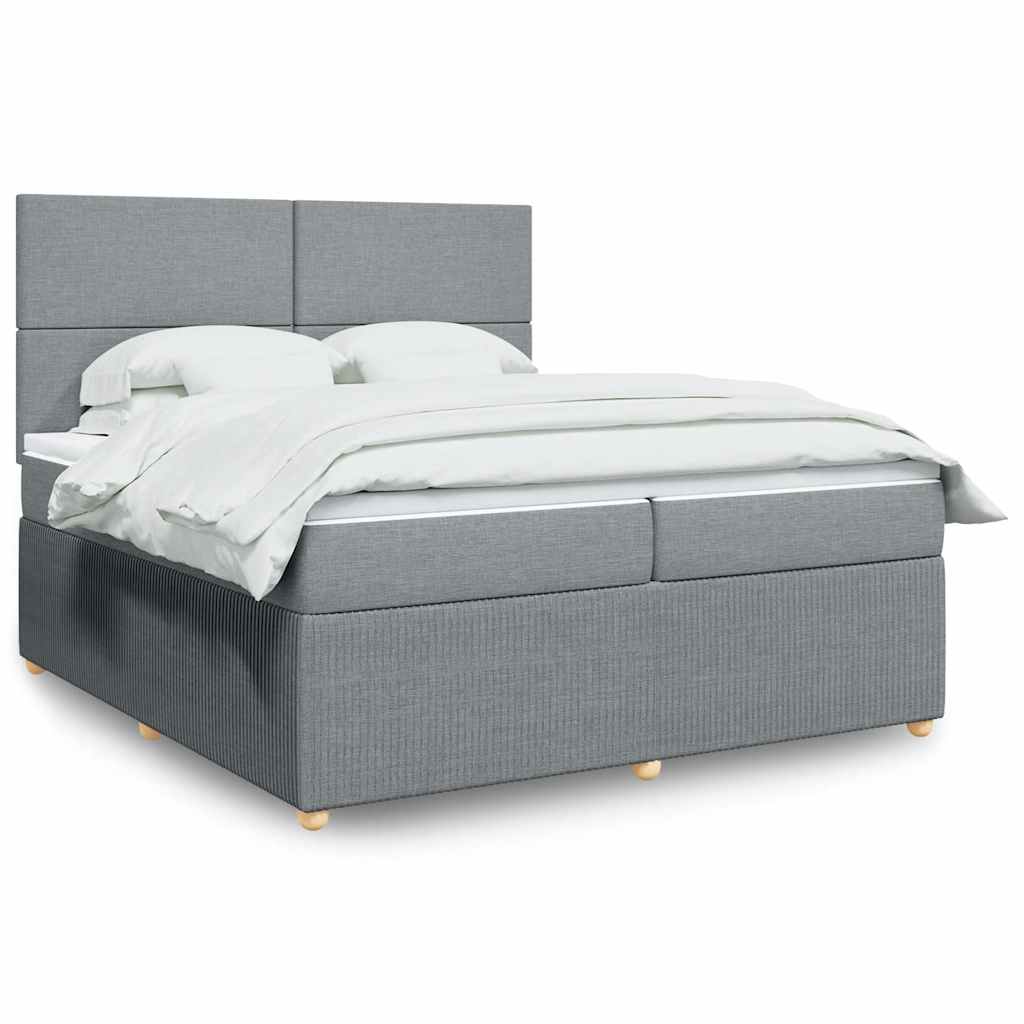 Sommier à lattes de lit avec matelas Gris clair 200x200cm Tissu - XIOS