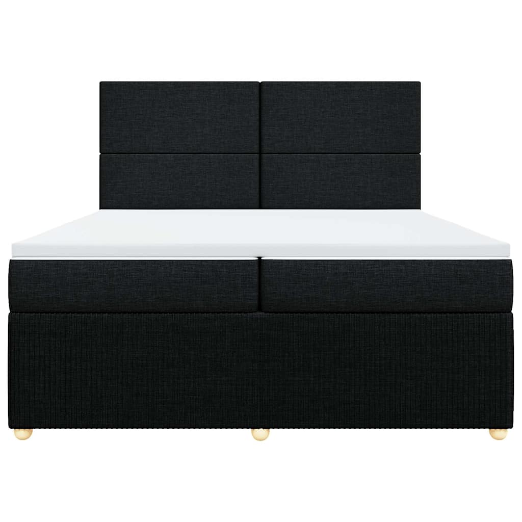 Sommier à lattes de lit avec matelas Noir 200x200 cm Tissu - XIOS