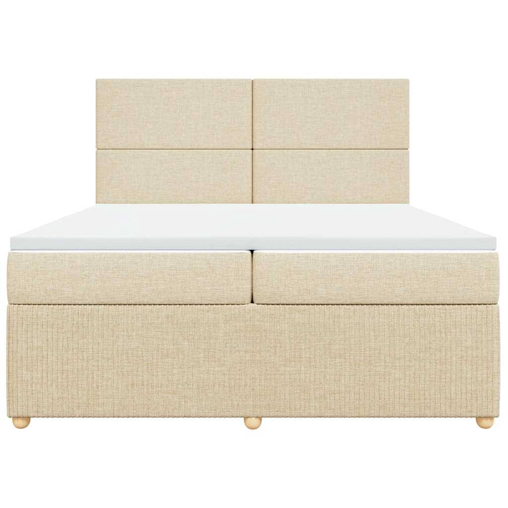 Sommier à lattes de lit avec matelas Crème 200x200 cm Tissu - XIOS