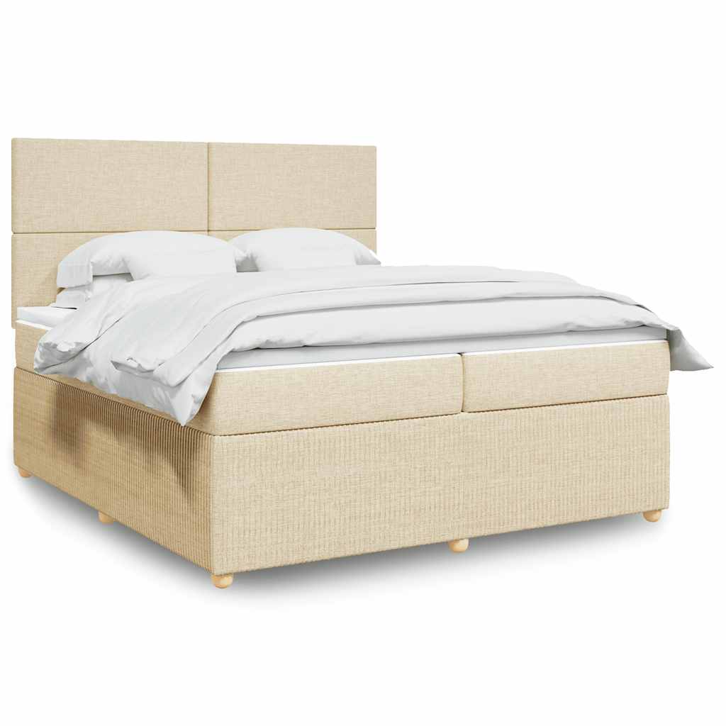 Sommier à lattes de lit avec matelas Crème 200x200 cm Tissu - XIOS