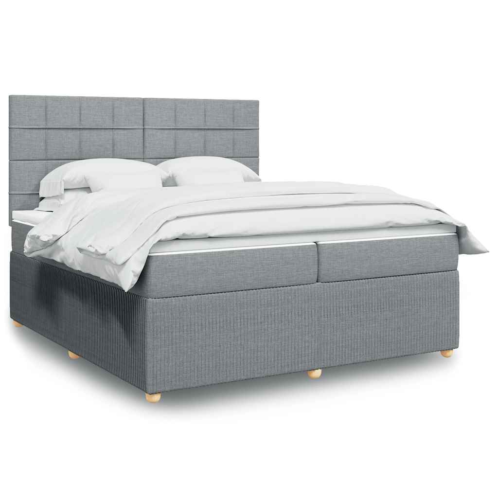 Sommier à lattes de lit avec matelas Gris clair 200x200cm Tissu - XIOS