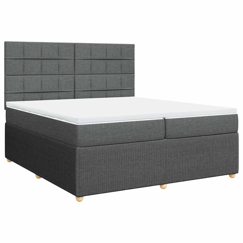 Sommier à lattes de lit avec matelas Gris foncé 200x200cm Tissu - XIOS