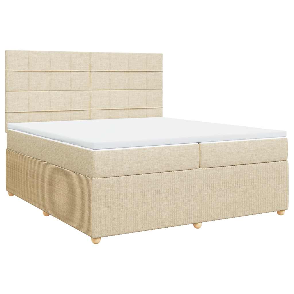 Sommier à lattes de lit avec matelas Crème 200x200 cm Tissu - XIOS