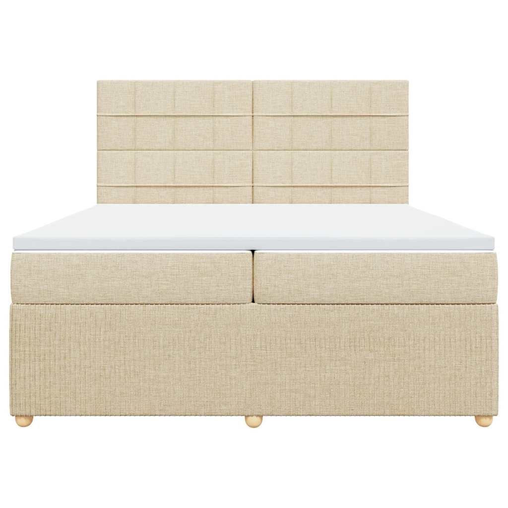 Sommier à lattes de lit avec matelas Crème 200x200 cm Tissu - XIOS