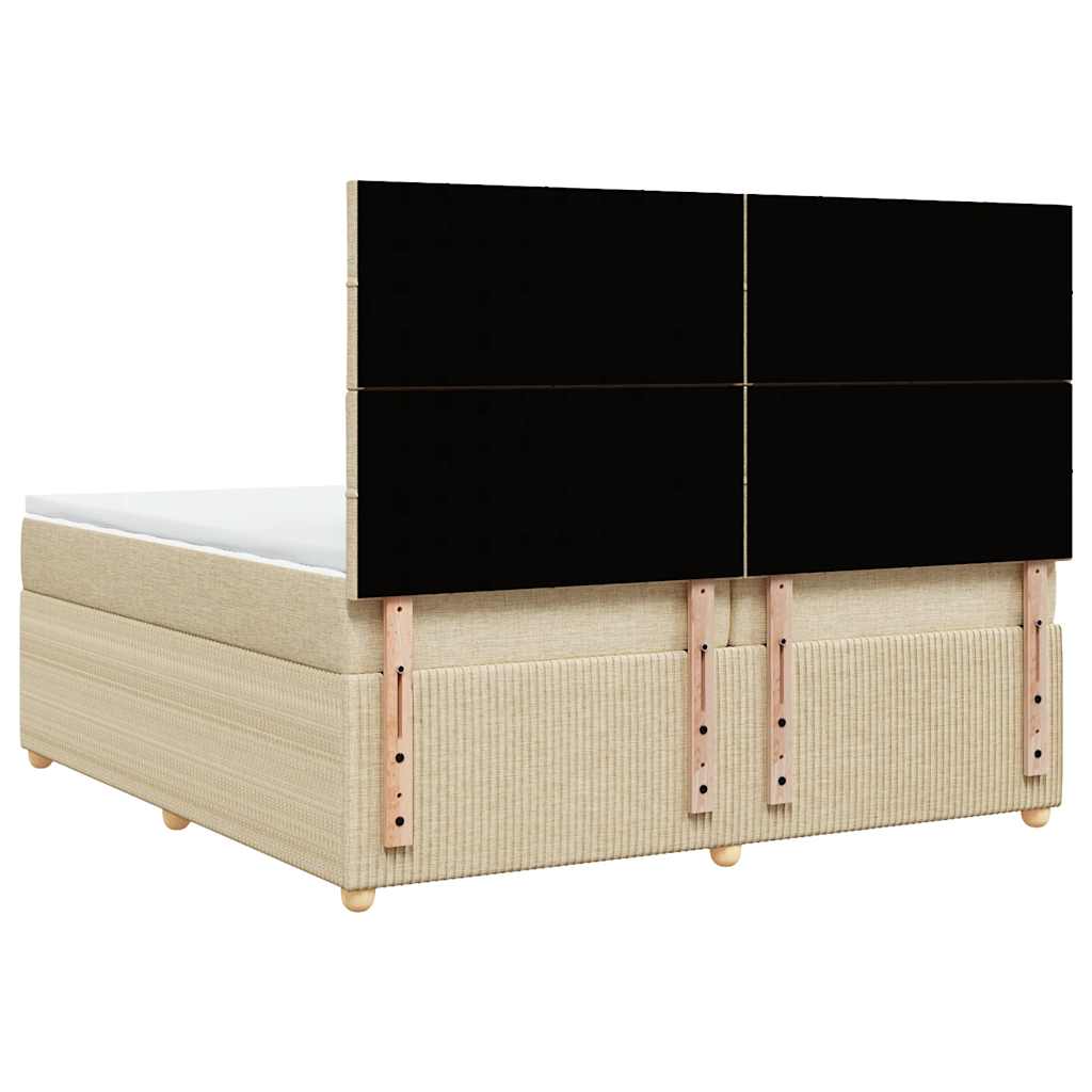 Sommier à lattes de lit avec matelas Crème 200x200 cm Tissu - XIOS