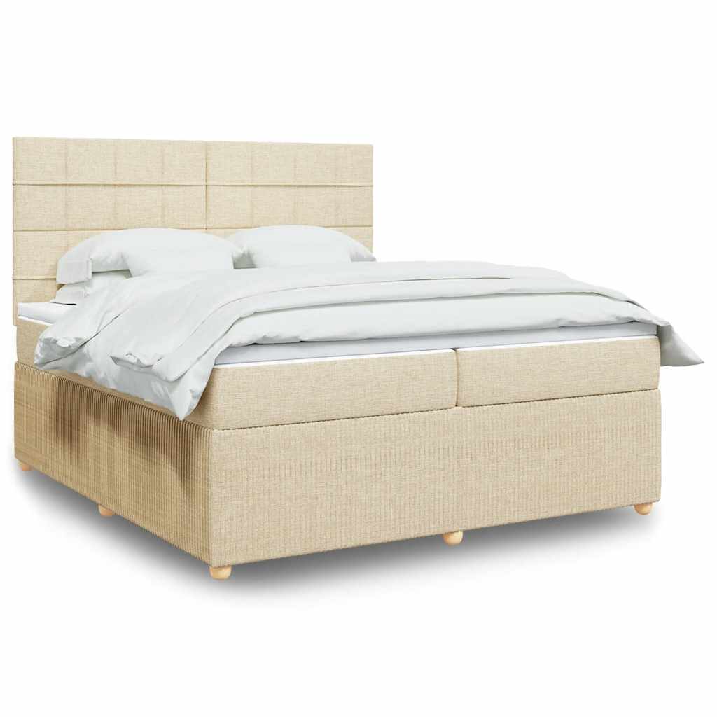 Sommier à lattes de lit avec matelas Crème 200x200 cm Tissu - XIOS