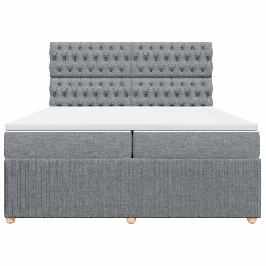 Sommier à lattes de lit avec matelas Gris clair 200x200cm Tissu - XIOS