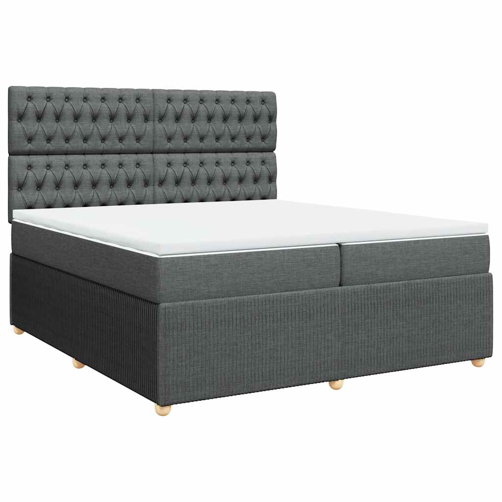 Sommier à lattes de lit avec matelas Gris foncé 200x200cm Tissu - XIOS