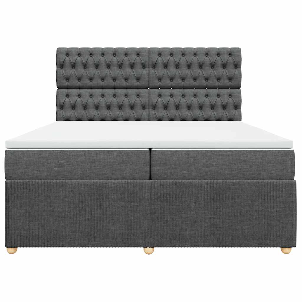 Sommier à lattes de lit avec matelas Gris foncé 200x200cm Tissu - XIOS