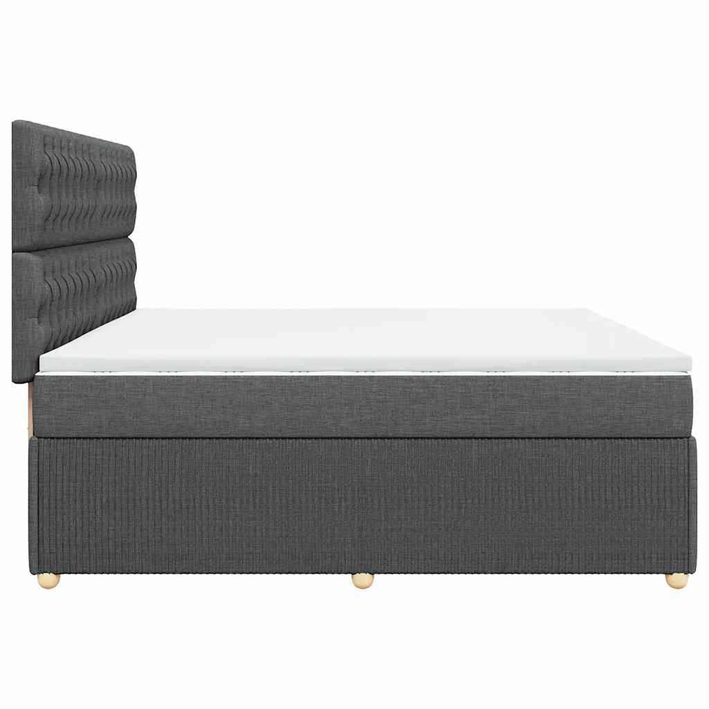 Sommier à lattes de lit avec matelas Gris foncé 200x200cm Tissu - XIOS