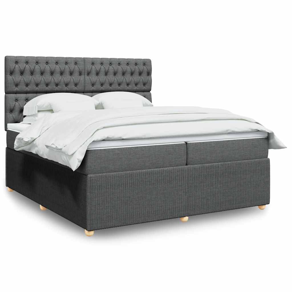 Sommier à lattes de lit avec matelas Gris foncé 200x200cm Tissu - XIOS
