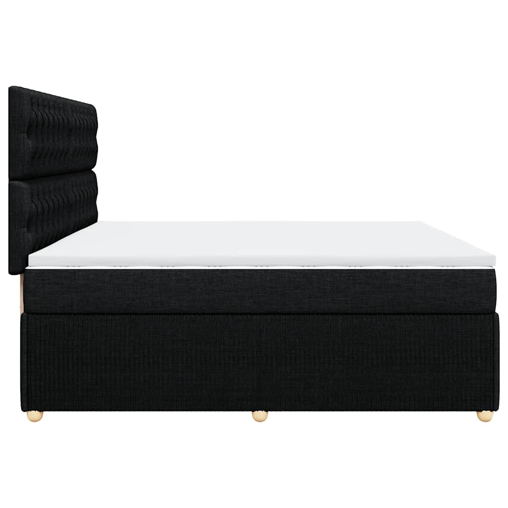 Sommier à lattes de lit avec matelas Noir 200x200 cm Tissu - XIOS