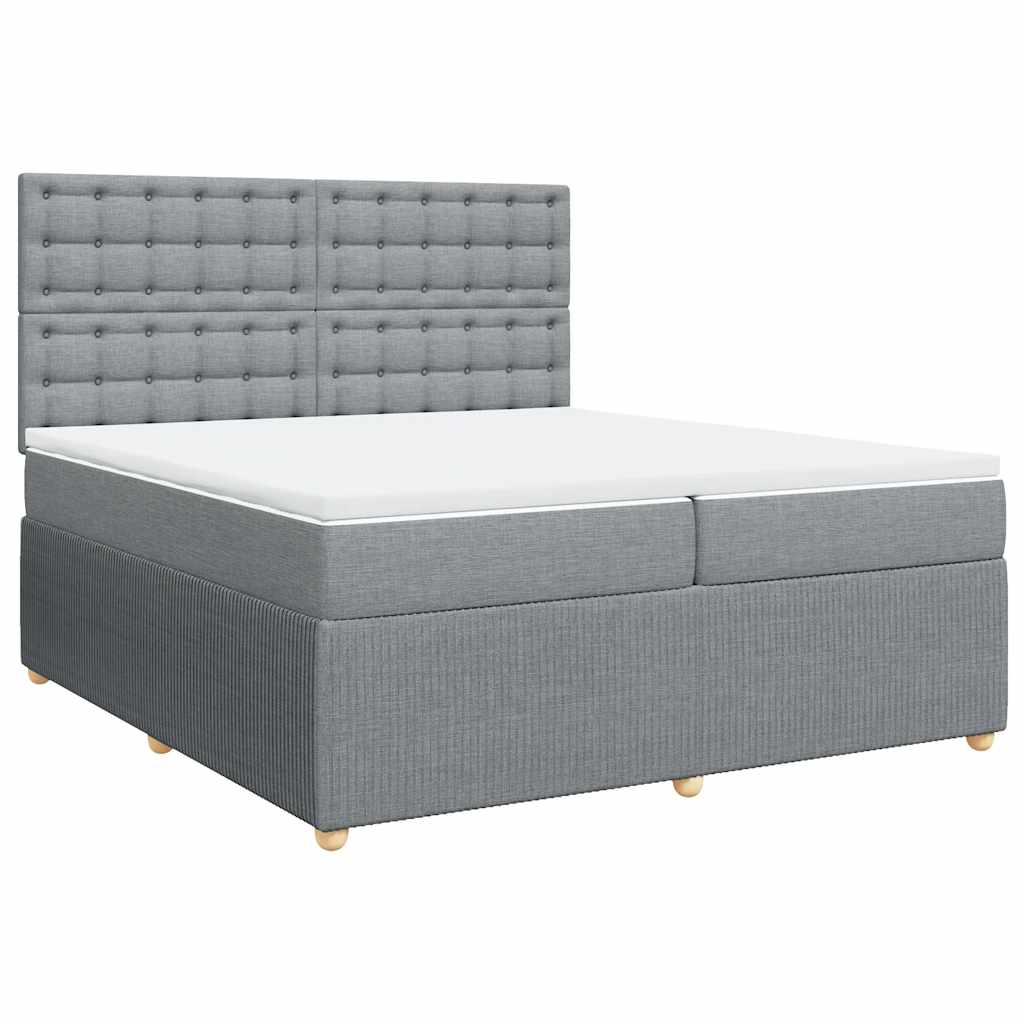 Sommier à lattes de lit avec matelas Gris clair 200x200cm Tissu - XIOS