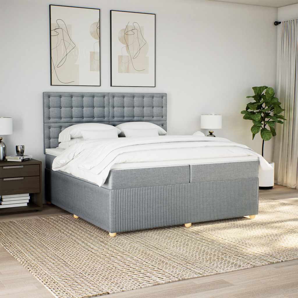 Sommier à lattes de lit avec matelas Gris clair 200x200cm Tissu - XIOS