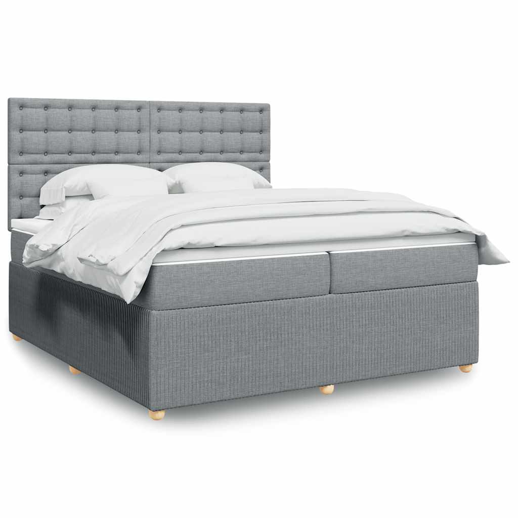 Sommier à lattes de lit avec matelas Gris clair 200x200cm Tissu - XIOS
