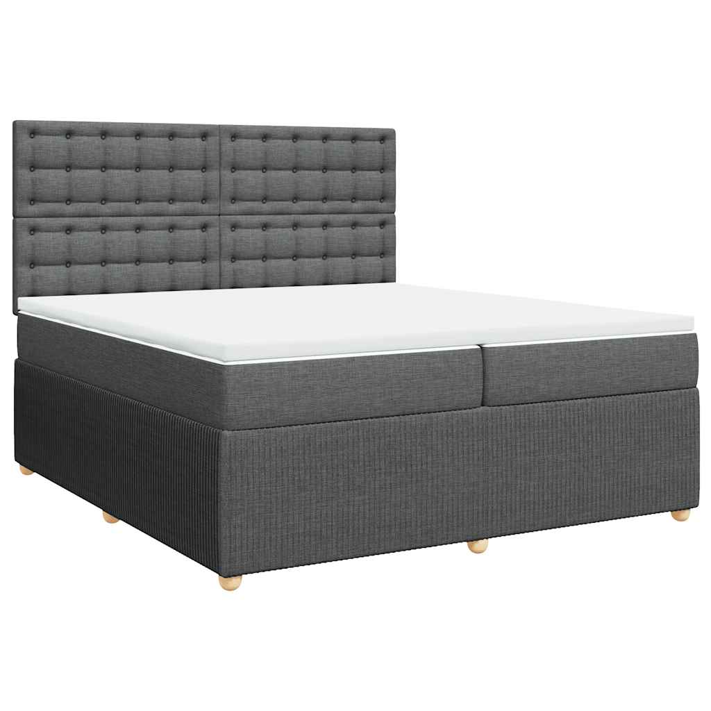 Sommier à lattes de lit avec matelas Gris foncé 200x200cm Tissu - XIOS